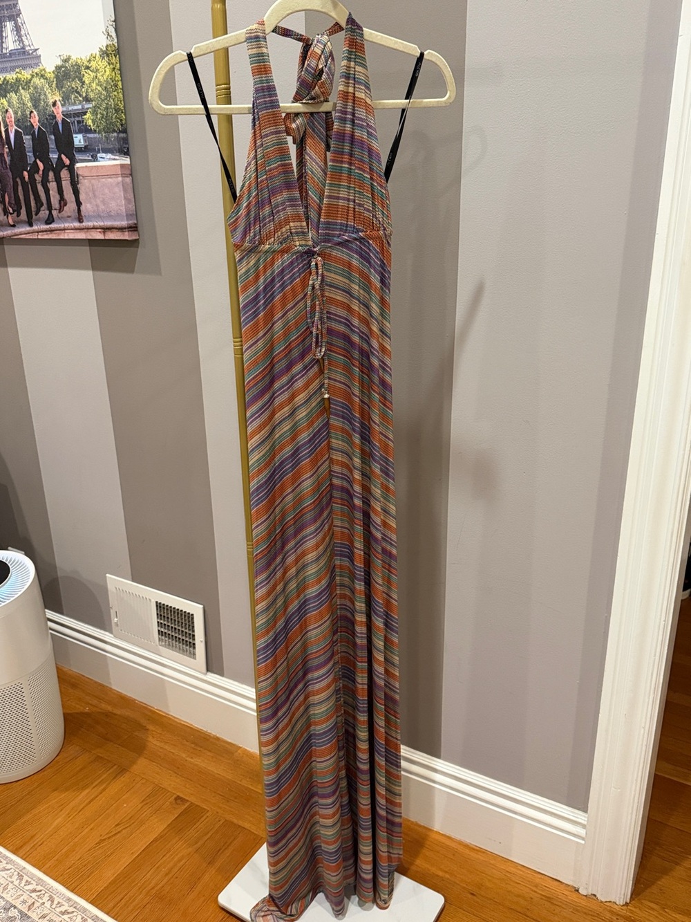Alexis Multicolor Striped Halter Maxi Dress